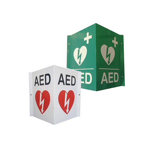 Metal or Plastic Wall Mount Emergency AED 3D V Sign