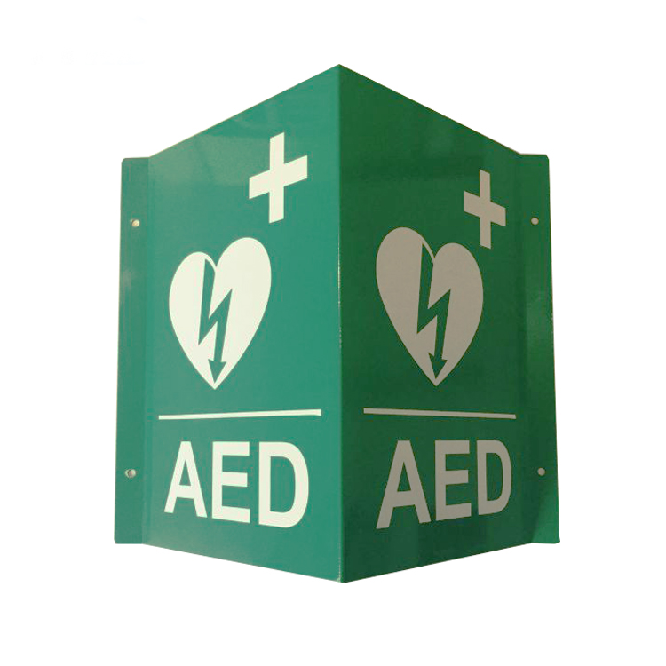 Surface Wall Mount AED Defibrillator V-Shaped Sign