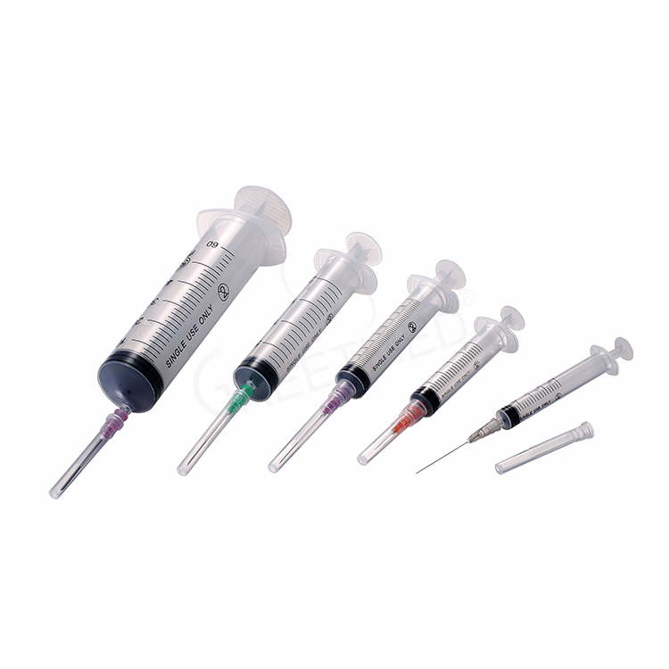 China 1ml 3ml 5ml 10ml 20ml 60ml Luer Lock Slip Plastic Medical Disposable Syringe With Needle